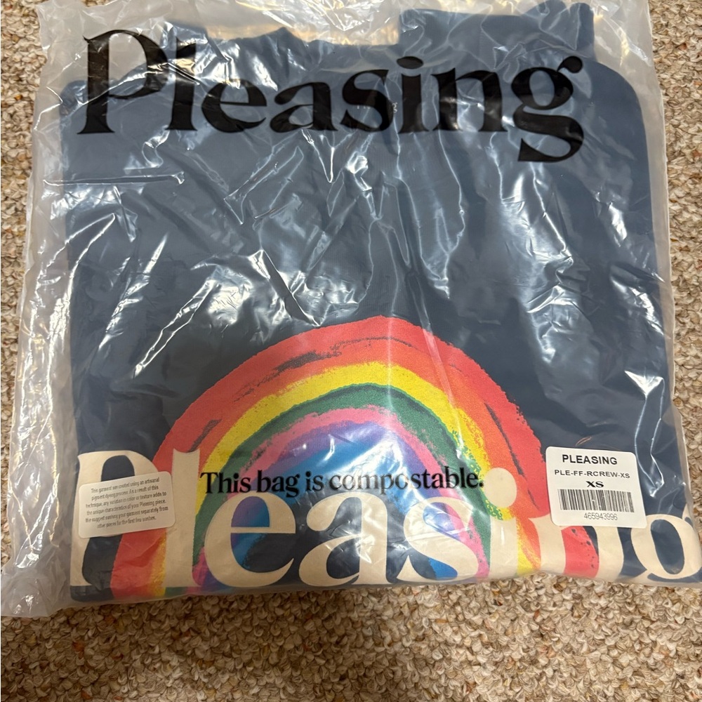 Pleasing Blue Hoodie with Rainbow Design